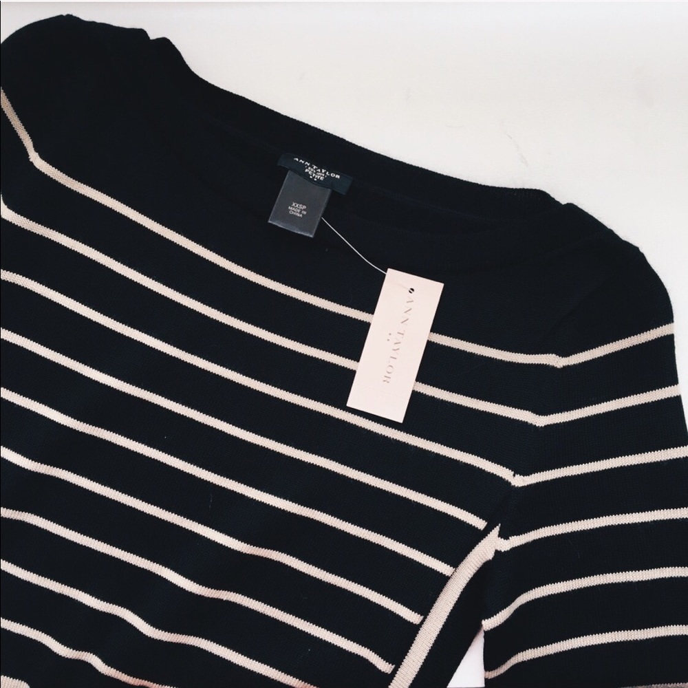 Stripped Half Sleeve Dress | Ann Taylor